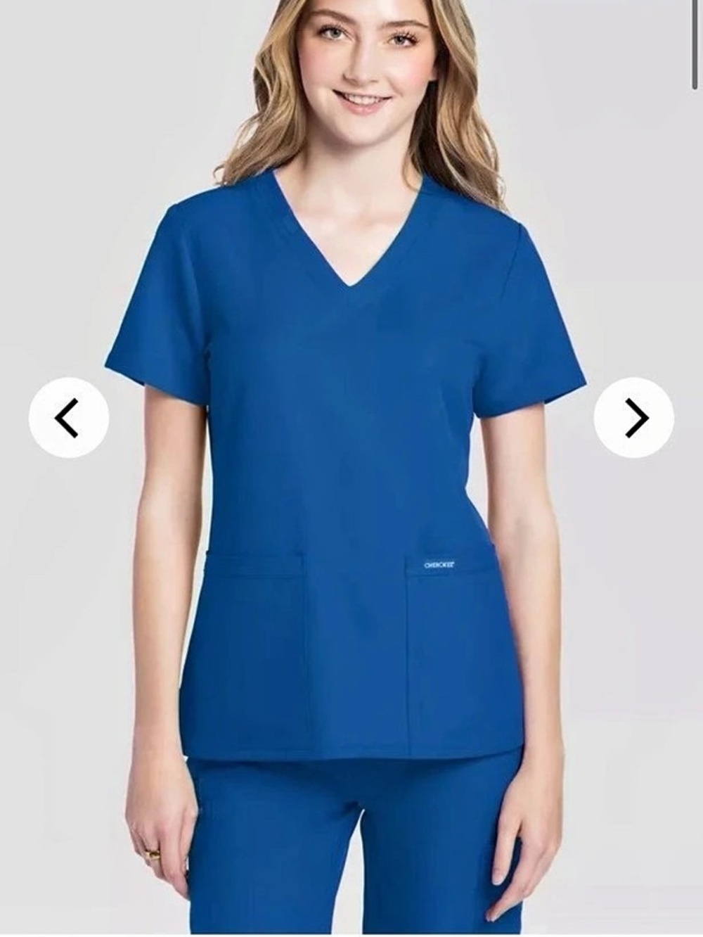 Cherokee Originals Ultra V-Neck Scrub Top and Drawstring Cargo Straight Leg Pant